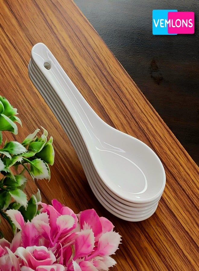 Vemlons Soup Spoons Soup Spoons Set of 6 Piece/Ceramic Soup Spoon Set(White) - Image 5
